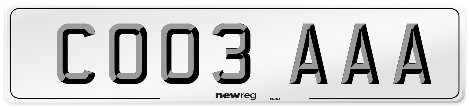CO03 AAA Number Plate from New Reg